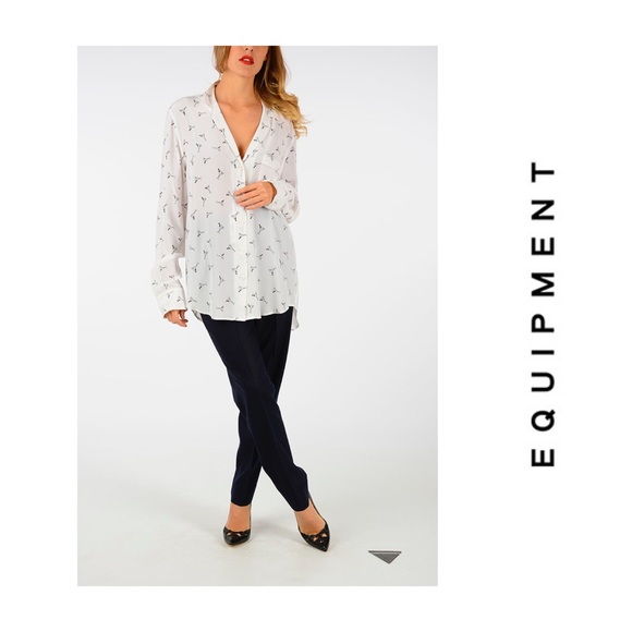 Equipment  Martini print 100% silk Blouse L - Picture 2 of 7
